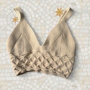 Free People Textured Knit Bralette in Beige